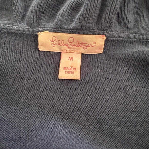 Lilly Pulitzer Navy Blue Cascade Open Front Shirley Ruffle Knit Cardigan Sz M - Picture 5 of 9